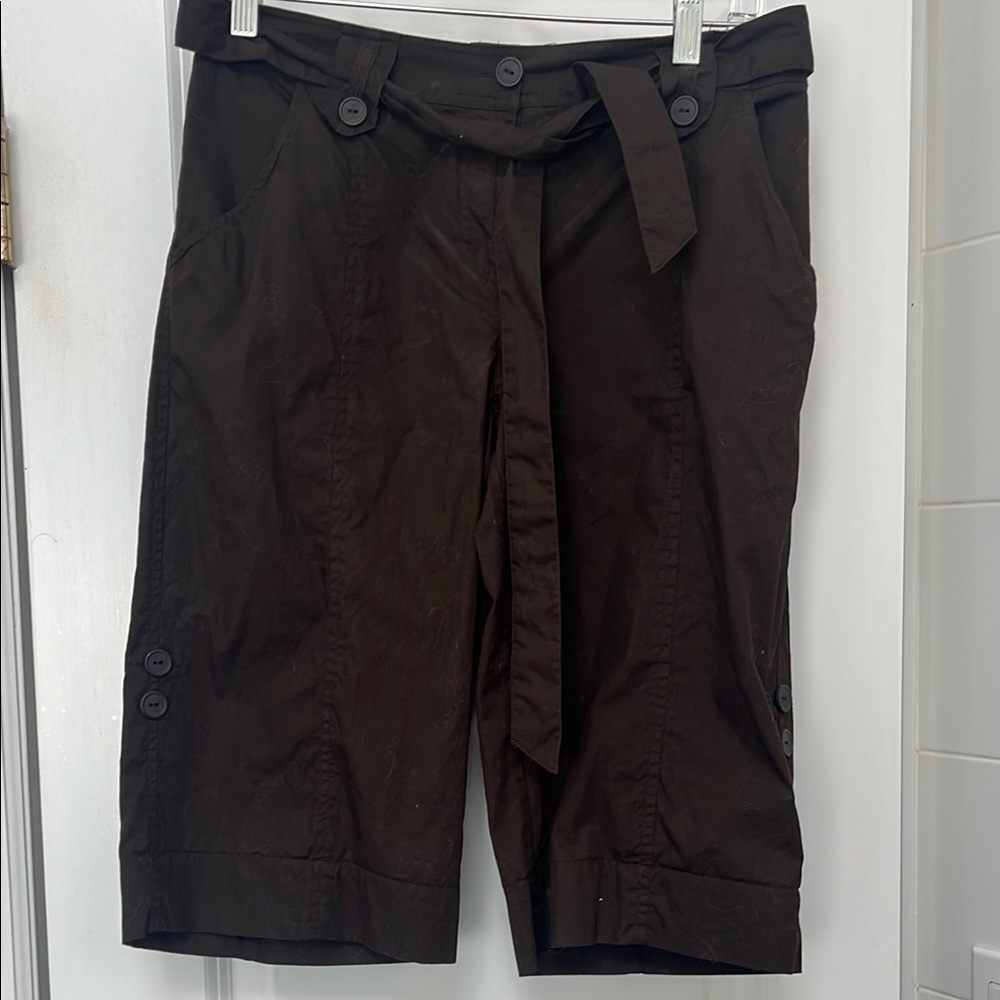 Dark Brown Sunny Leigh adjustable Knee-Length Shorts with Belt